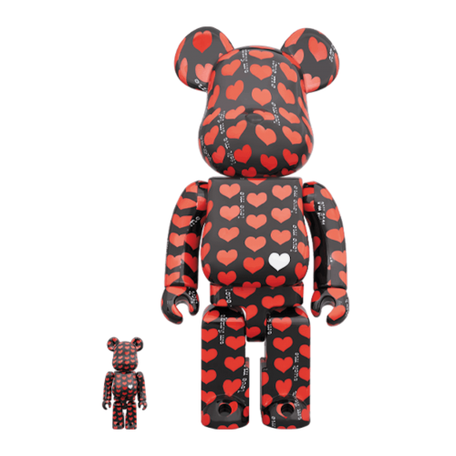 Оригинальный набор фигурок Bearbrick Black Heart 100% & 400% Set - 7см и 28см