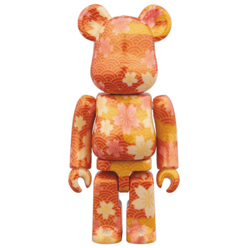 Оригинальный набор фигурок Bearbrick Chiyogami 100% & 400% Set Orange - 7см и 28см