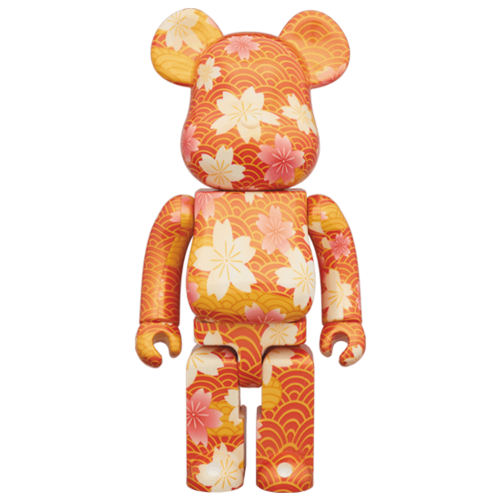 Оригинальный набор фигурок Bearbrick Chiyogami 100% & 400% Set Orange - 7см и 28см