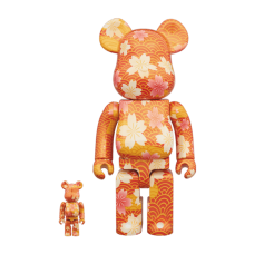 Набор фигурок (7см и 28см) Bearbrick Chiyogami 100% & 400% Set Orange
