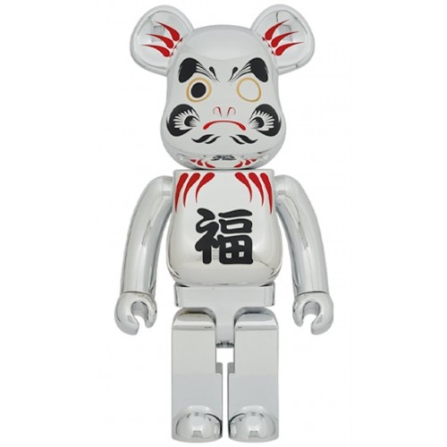 Оригинальная большая фигурка Bearbrick Daruma 1000% Silver Plated - 70см