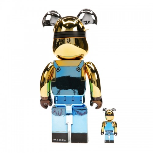Набор из двух фигурок Bearbrick DAVE 100% & 400% Set CHROME Ver. - 7см и 28см.
