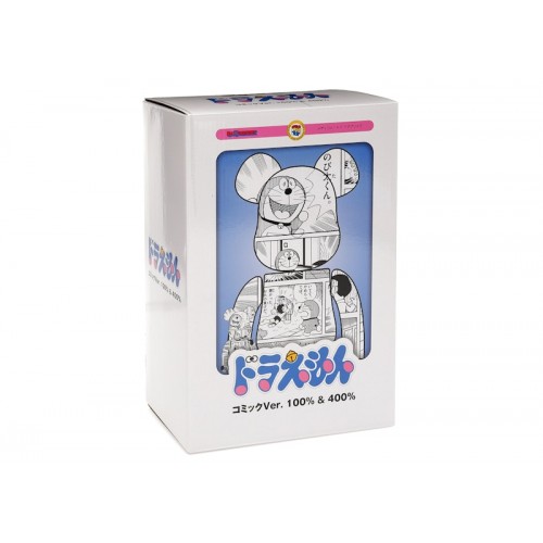 Оригинальный набор фигурок Bearbrick Doraemon (Comic Ver.) 100% & 400% Set Black & White - 7см и 28см
