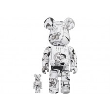 Набор фигурок (7см и 28см) Bearbrick Doraemon (Comic Ver.) 100% & 400% Set Black & White