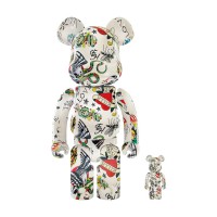 Набор фигурок (7см и 28см) Bearbrick Ed Hardy 100% & 400% Set White