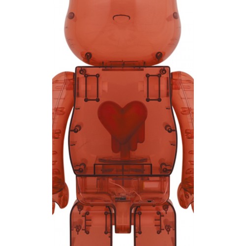 Оригинальная большая фигурка Bearbrick Emotionally Unavailable Clear Red Heart 1000% - 70см