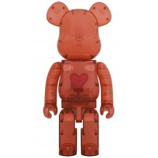 Большая фигурка (70см) Bearbrick Emotionally Unavailable Clear Red Heart 1000%
