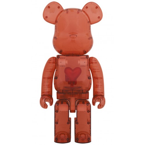 Оригинальная большая фигурка Bearbrick Emotionally Unavailable Clear Red Heart 1000% - 70см