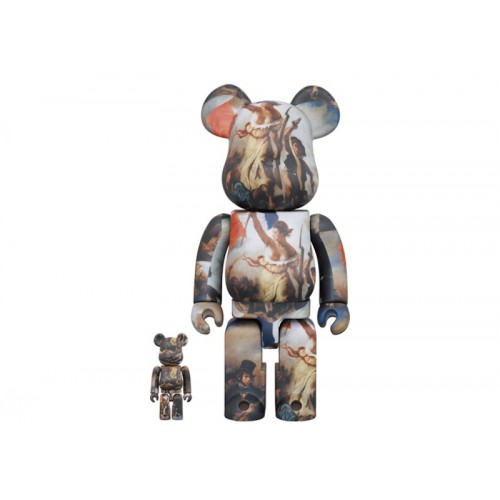 Оригинальный набор фигурок Bearbrick Eugène Delacroix (Liberty Leading the People) 100% & 400% Set - 7см и 28см
