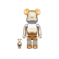 Набор фигурок (7см и 28см) Bearbrick x Sorayama Future Mickey 100% & 400% Set Silver/Gold