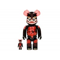 Набор фигурок (7см и 28см) Bearbrick Godzilla VS Destoroyah version Godzilla (Meltdown) 100% & 400% Set Clear Orange Ver.