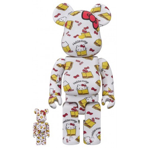 Оригинальный набор фигурок Bearbrick Hello Kitty Exhibition Model 100% & 400% Set - 7см и 28см