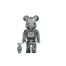 Набор фигурок (7см и 28см) Bearbrick HR GIGER 100% & 400% Set Black Chrome