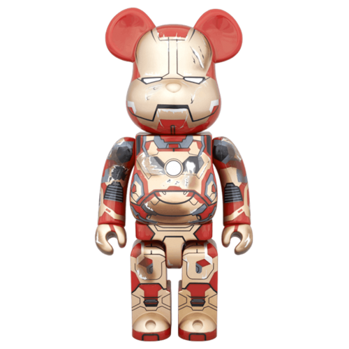 Оригинальная фигурка Bearbrick Iron Man Mark XLII Damaged Ver. 400% Gold - 28см