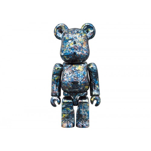 Оригинальный набор фигурок Bearbrick Jackson Pollock Studio 100% & 400% Set Chrome Ver. - 7см и 28см