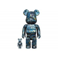 Набор фигурок (7см и 28см) Bearbrick Jackson Pollock Studio 100% & 400% Set Chrome Ver.