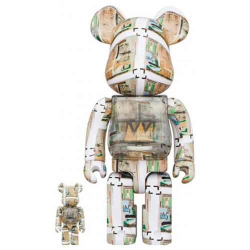 Оригинальный набор фигурок Bearbrick Jean-Michel Basquiat (King Pleasure) 100% & 400% Set - 7см и 28см