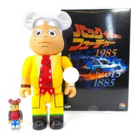 Набор фигурок (7см и 28см) Bearbrick kaNo x Medicom Back to The Future Designer Con Doc and Marty 100% & 400% Set