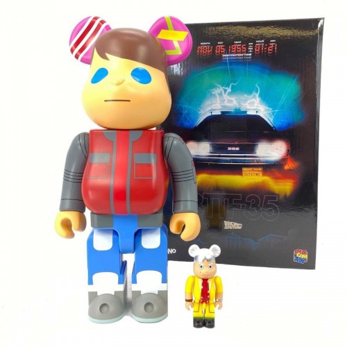 Оригинальный набор фигурок Bearbrick kaNo x Medicom Back to The Future Designer Con Marty and Doc 100% & 400% Set - 7см и 28см