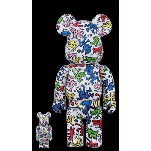 Набор из двух фигурок Bearbrick Keith Haring #1 100% & 400% Set Multi - 7см и 28см.