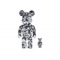 Набор фигурок (7см и 28см) Bearbrick Kosuke Kawamura 100% & 400% Set White/Black
