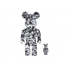 Набор фигурок (7см и 28см) Bearbrick Kosuke Kawamura 100% & 400% Set White/Black
