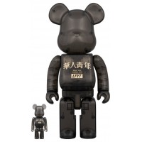 Набор фигурок (7см и 28см) Bearbrick Lfyt x Chinese Youth Wah Yan Ching Nin 100% & 400% Set Black/Clear