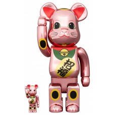 Набор фигурок (7см и 28см) Bearbrick Lucky Cat 100% & 400% Set Pink Gold Plated
