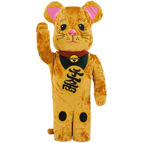 Оригинальная большая фигурка Bearbrick Lucky Cat Gold Costume Edition 1000% - 70см