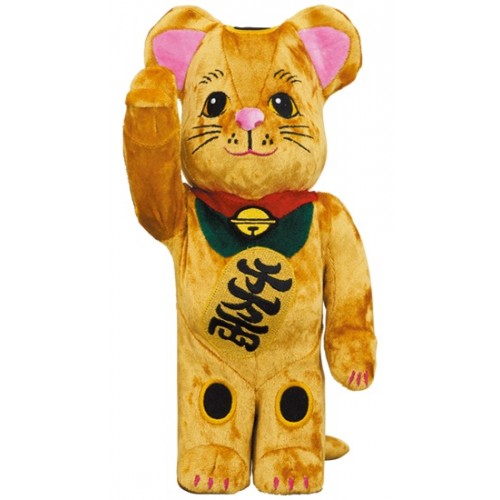Оригинальная фигурка Bearbrick Lucky Cat Gold Costume Edition 400% - 28см