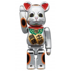 Bearbrick Lucky Cat Good Luck Ten Million Ryo 100% & 400% Set Silver Plated