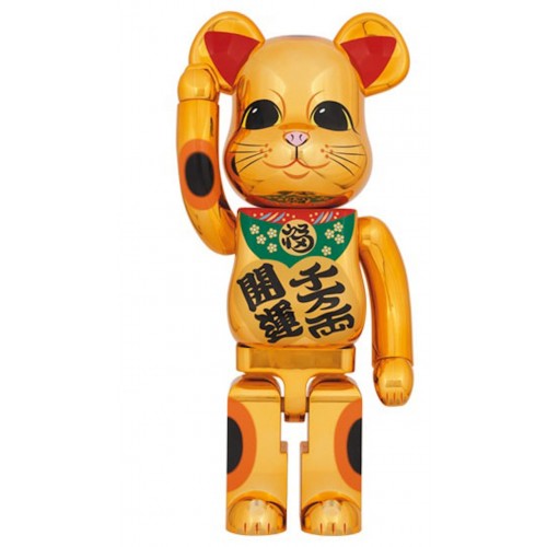 Оригинальная большая фигурка Bearbrick Lucky Cat Good Luck Ten Million Ryo 1000% Gold Plated - 70см