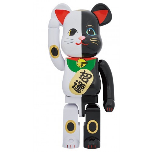Оригинальная большая фигурка Bearbrick Lucky Cat Money Luck White x Blessing Black 1000 - 70см