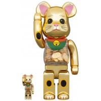 Набор фигурок (7см и 28см) Bearbrick Lucky Cat Oval 100% & 400% Set