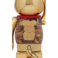 Bearbrick Lucky Cat Oval Good Luck Gold Plated 1000%