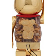 Bearbrick Lucky Cat Oval Good Luck Gold Plated 1000%
