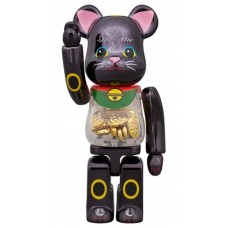 Bearbrick Lucky Cat Oval Ten Million Ryo Black Plated 100% & 400% Set