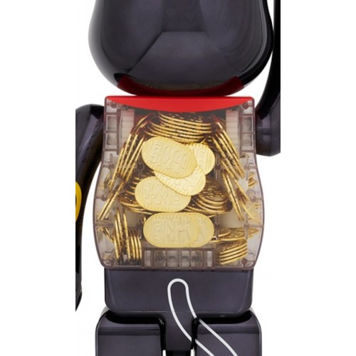 Оригинальная большая фигурка Bearbrick Lucky Cat Oval Ten Million Ryo Black Plated 1000% - 70см