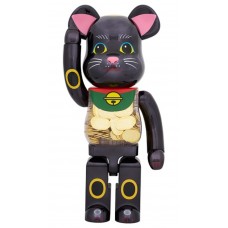 Большая фигурка (70см) Bearbrick Lucky Cat Oval Ten Million Ryo Black Plated 1000%