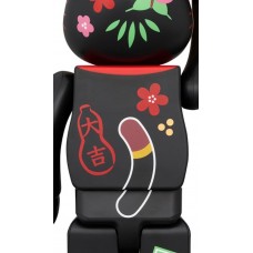 Bearbrick Lucky Cat Peko-Chan Fuku 100% & 400% Set Black