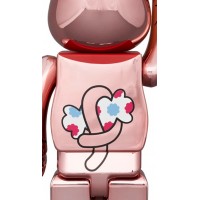 Bearbrick Lucky Cat Peko-chan Money Luck 100% & 400% Set Peach Gold