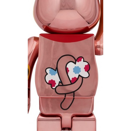Оригинальная большая фигурка Bearbrick Lucky Cat Peko-chan Money Luck 1000% Peach Gold - 70см