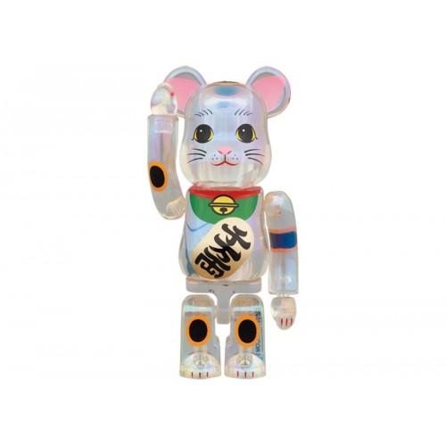 Оригинальный набор фигурок Bearbrick Maneki Neko 100% & 400% Set Transparent Plating - 7см и 28см