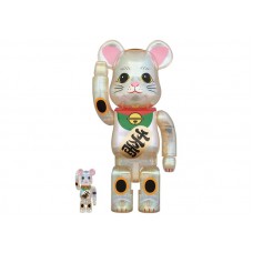 Набор фигурок (7см и 28см) Bearbrick Maneki Neko 100% & 400% Set Transparent Plating