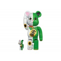 Набор фигурок (7см и 28см) Bearbrick Maneki Neko 100% & 400% Set White/Green