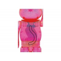 Bearbrick Maneki Neko 1000% Pink Transparent Plating