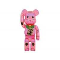 Bearbrick Maneki Neko 1000% Pink Transparent Plating