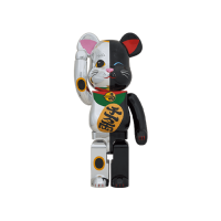 Большая фигурка (70см) Bearbrick Maneki Neko 1000% Silver/Black
