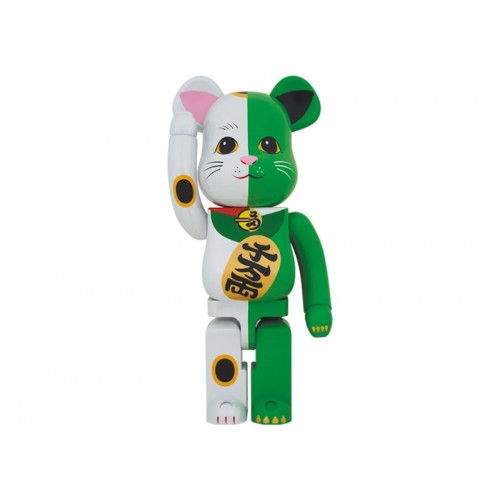 Оригинальная большая фигурка Bearbrick Maneki Neko 1000% White/Green - 70см