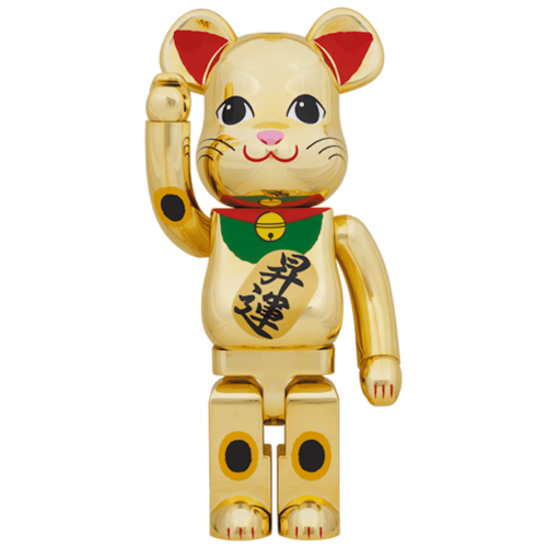 Оригинальная большая фигурка Bearbrick Maneki Neko Gold Plated Ascension 1000% - 70см